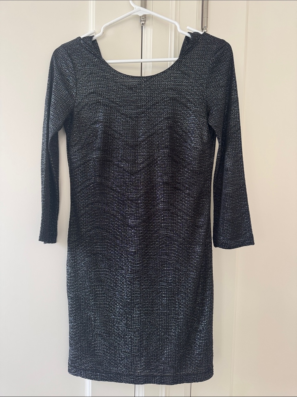 BCBGeneration Shimmering Black 3/4 Sleeve Sheath Dress